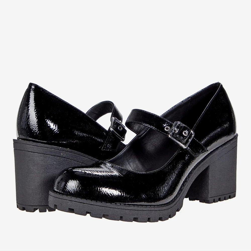 Chunky Mary jane faux leather shoes Y2K trendy